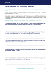 Free Easter Art Worksheet | Grade 4 | Art | BookFlik