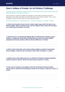 Free Famous Artists Activity Sheet | Grade 3 | Art | BookFlik