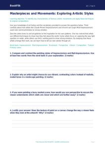Free Famous Artists Worksheet | Grade 3 | Art | BookFlik