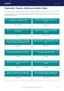Free Famous Artists Flashcards | Grade 4 | Art | BookFlik