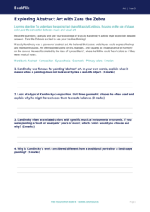 Free Kandinsky Worksheet | Grade 4 | Art | BookFlik