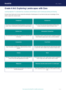 Free Landscapes Flashcards | Grade 4 | Art | BookFlik