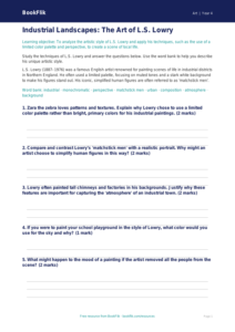 L.S. Lowry Art Worksheet for Grade 3 | Free Printable | BookFlik