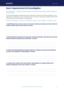 Claude Monet Art Lesson Plan | Grade 3 | BookFlik