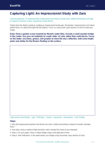 Free Monet Drawing Sheet | Grade 4 | Art | BookFlik