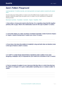 Free Pattern Activity Sheet | Grade 4 | Art | BookFlik