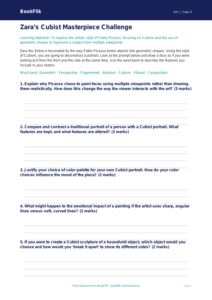Free Picasso Activity Sheet | Grade 3 | Art | BookFlik