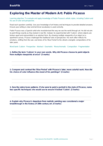 Picasso Art Assessment for Grade 3 | Free Printable | BookFlik