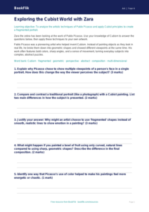 Free Picasso Worksheet | Grade 3 | Art | BookFlik