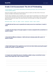 Printmaking Assessment for Grade 3 | Art Curriculum | BookFlik