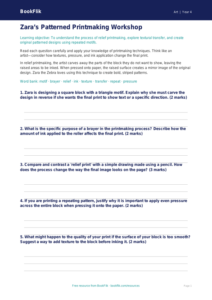 Free Printmaking Worksheet | Grade 3 | Art | BookFlik