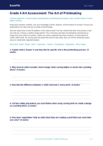 Free Printmaking Assessment | Grade 4 | Art | BookFlik