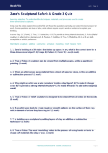 Free Sculpture Quiz | Grade 3 | Art | BookFlik