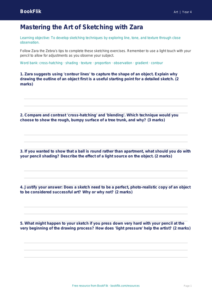Free Sketching Worksheet | Grade 3 | Art | BookFlik