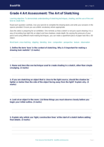 Free Sketching Assessment | Grade 4 | Art | BookFlik