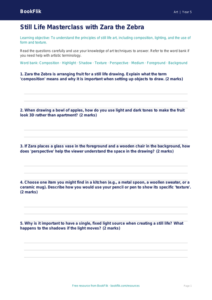 Free Still Life Worksheet | Grade 4 | Art | BookFlik