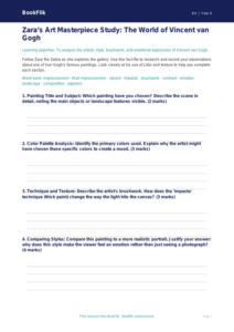 Free Van Gogh Template | Grade 3 | Art | BookFlik