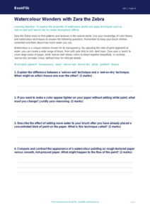 Free Watercolour Worksheet | Grade 3 | Art | BookFlik