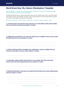 Free World Book Day Art Template | Grade 4 | Art | BookFlik
