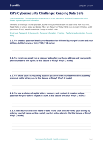 Free Cybersecurity Activity Sheet | Grade 3 | Computing | BookFlik