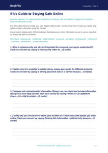 Free Cybersecurity Writing Frame | Grade 3 | Computing | BookFlik