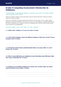 Free Databases Assessment | Grade 4 | Computing | BookFlik