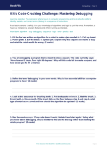 Free Debugging Worksheet | Grade 4 | Computing | BookFlik