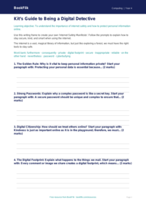 Free Internet Safety Writing Frame | Grade 3 | Computing | BookFlik