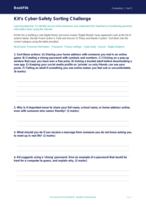 Free Internet Safety Activity Sheet | Grade 4 | Computing | BookFlik