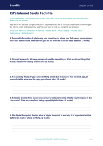 Free Internet Safety Template | Grade 4 | Computing | BookFlik