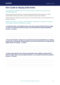 Free Internet Safety Writing Frame | Grade 4 | Computing | BookFlik