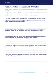 Free Scratch Worksheet | Grade 3 | Computing | BookFlik