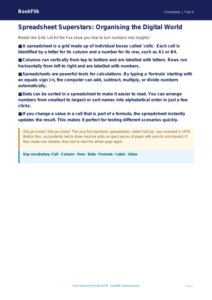Free Spreadsheets Poster | Grade 3 | Computing | BookFlik