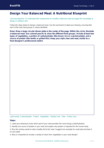 Free Cooking Nutrition Drawing Sheet | Grade 4 | Design Technology | BookFlik