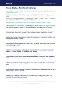 Free Cooking Nutrition Quiz | Grade 4 | Design Technology | BookFlik