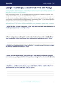 Free Levers And Pulleys Assessment | Grade 4 | Design Technology | BookFlik