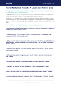 Free Levers And Pulleys Quiz | Grade 4 | Design Technology | BookFlik