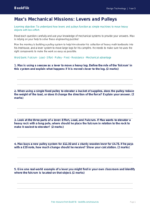Free Levers And Pulleys Worksheet | Grade 4 | Design Technology | BookFlik