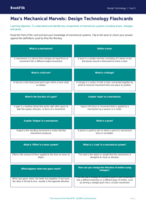 Free Mechanisms Flashcards | Grade 4 | Design Technology | BookFlik