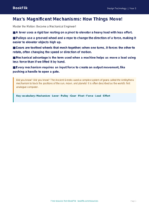 Free Mechanisms Poster | Grade 4 | Design Technology | BookFlik