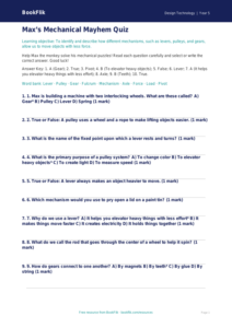 Free Mechanisms Quiz | Grade 4 | Design Technology | BookFlik