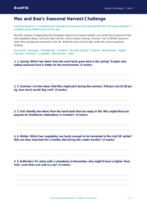 Free Seasonal Food Activity Sheet | Grade 4 | Design Technology | BookFlik