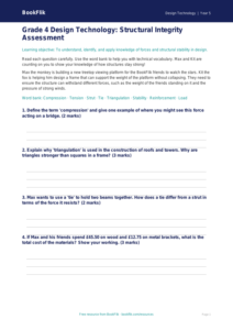 Free Structures Assessment | Grade 4 | Design Technology | BookFlik