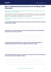 Free Structures Template | Grade 4 | Design Technology | BookFlik