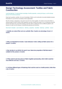 Free Textiles Assessment | Grade 4 | Design Technology | BookFlik