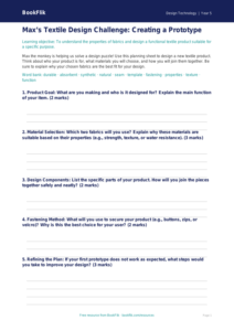 Free Textiles Template | Grade 4 | Design Technology | BookFlik