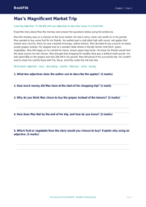 Free Adjectives Comprehension | Grade 1 | ELA | BookFlik