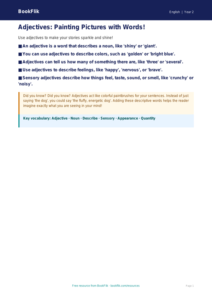 Free Adjectives Poster | Grade 1 | ELA | BookFlik