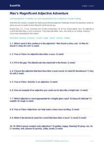 Free Adjectives Quiz | Grade 4 | ELA | BookFlik