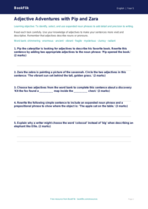Free Adjectives Worksheet | Grade 4 | ELA | BookFlik